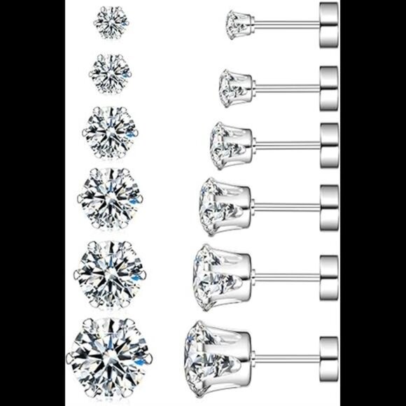 Hypoallergenic Flat Back Earrings,8Pairs Stainless Steel Earrings Surgical Steel - Picture 7 of 7